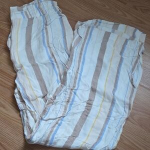 Forever 21 Cream and Blue Striped Joggers